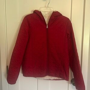 Disney Minnie mouse fleece lined red jacket with hood. Size medium.
